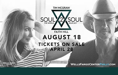 More Info for Grammy Award-Winning Superstars TIM MCGRAW and FAITH HILL Bring 'Soul2Soul The World Tour' to Wells Fargo Center on August 18